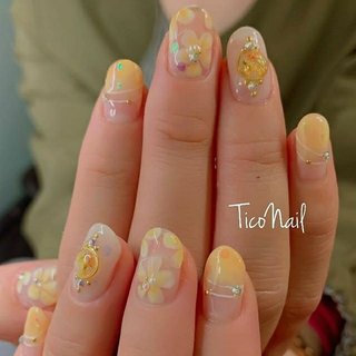 パステルオレンジネイルのネイルデザイン ネイルブック