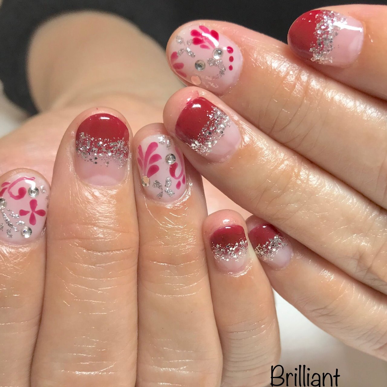 オールシーズン ハンド フレンチ ボルドー ジェル Brilliant Nail Hand Spaのネイルデザイン No ネイルブック