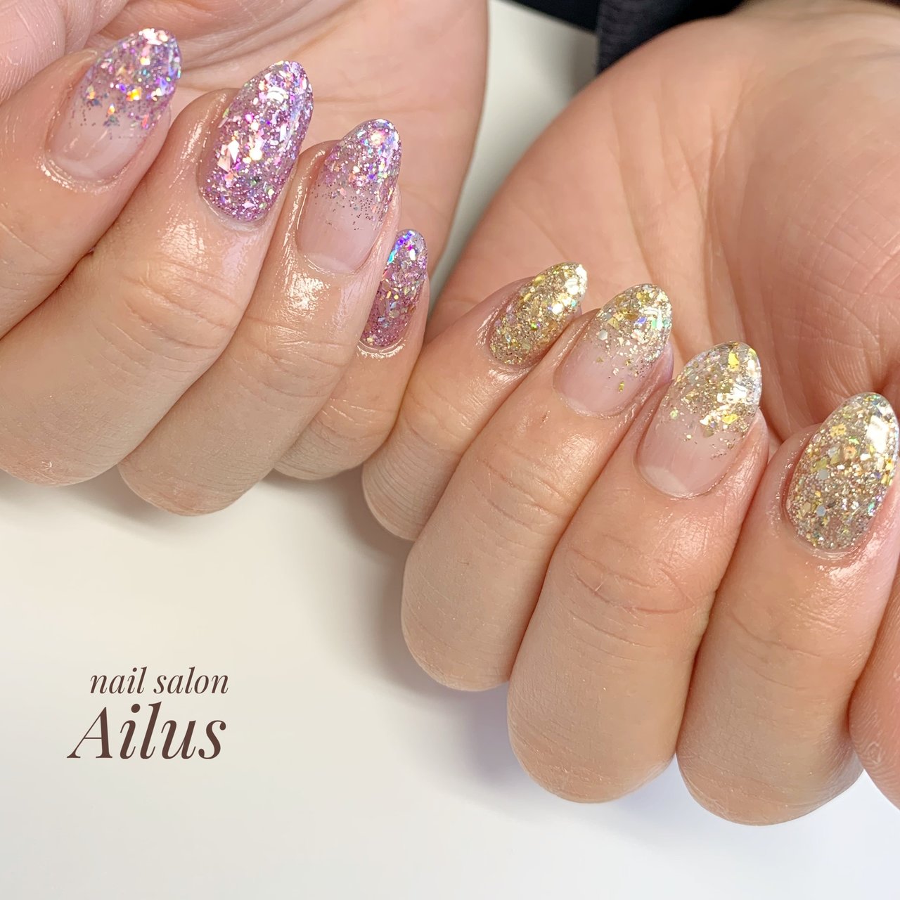 オールシーズンハンドグラデーションホログラムラメ Nail Salon