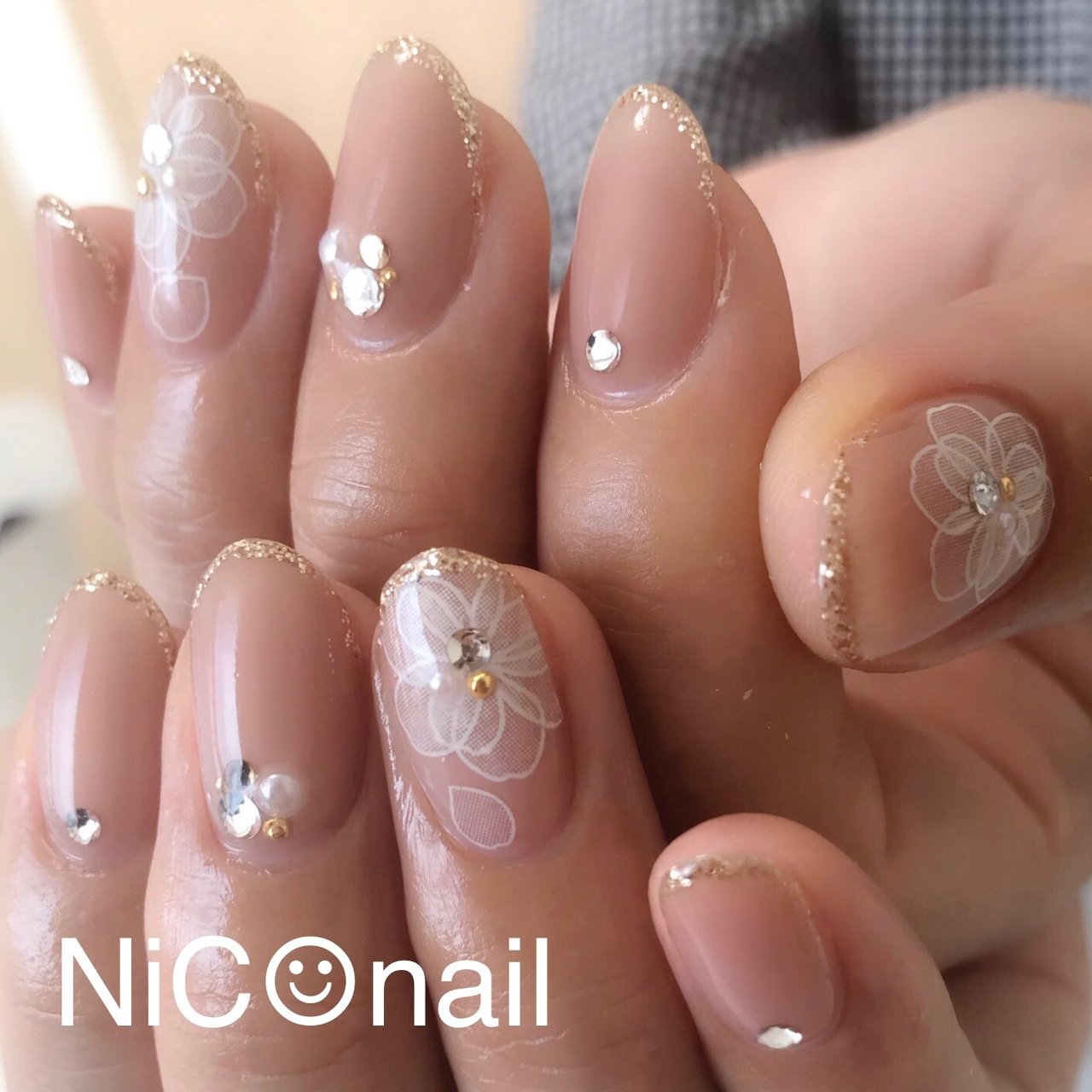 春/ハンド/フラワー/ピンク/ゴールド - koimomiのネイルデザイン