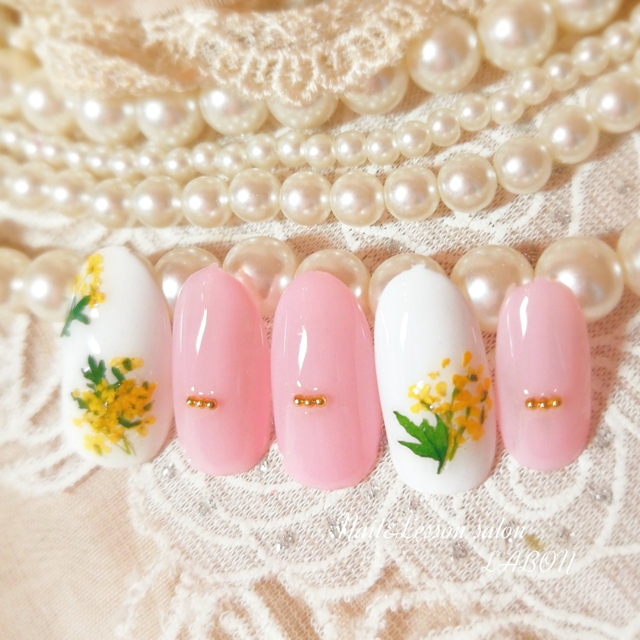 春 夏 ハンド フラワー 押し花 Labonのネイルデザイン No ネイルブック