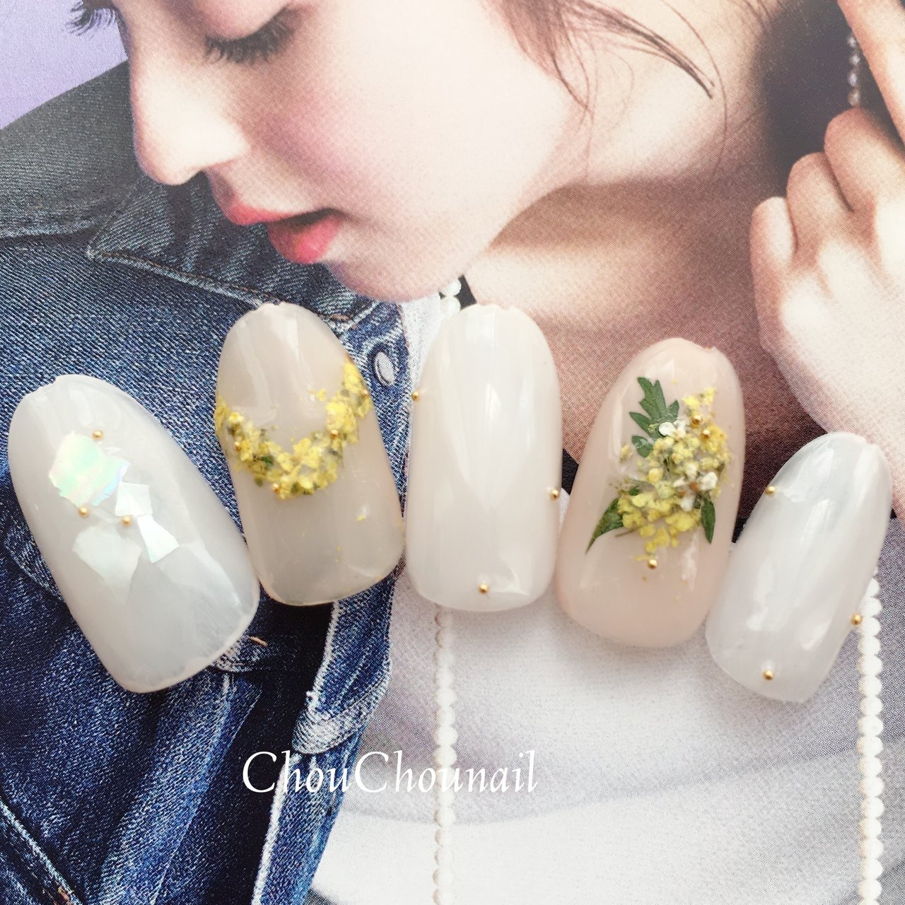 春 ハンド フラワー シェル ベージュ Chouchou シュシュのネイルデザイン No ネイルブック