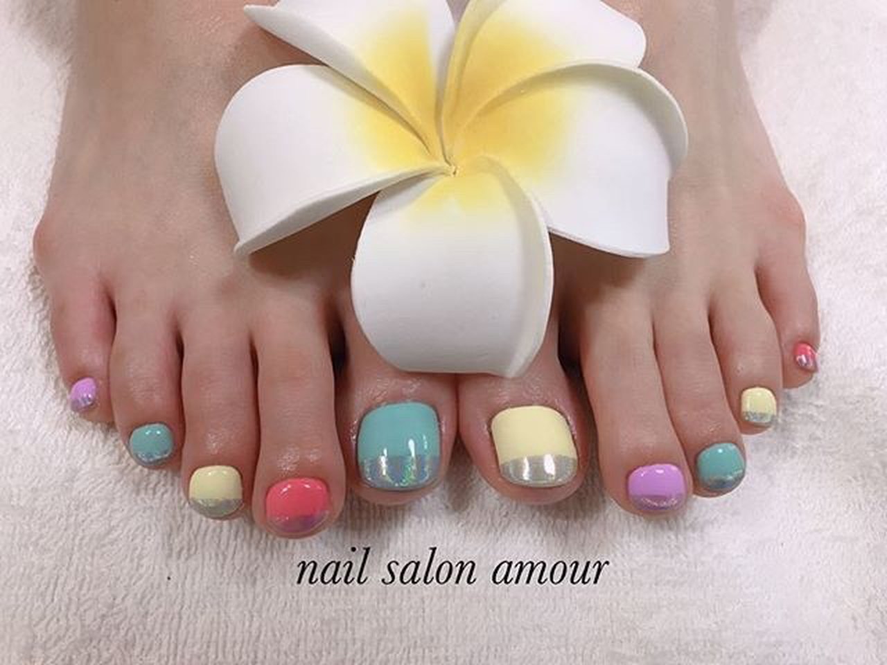 春 夏 フット シンプル フレンチ Nailsalon Amourのネイルデザイン No ネイルブック