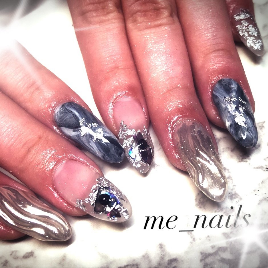 春 夏 オールシーズン シェル 大理石 Me Nailsのネイルデザイン No 4065070 ネイルブック