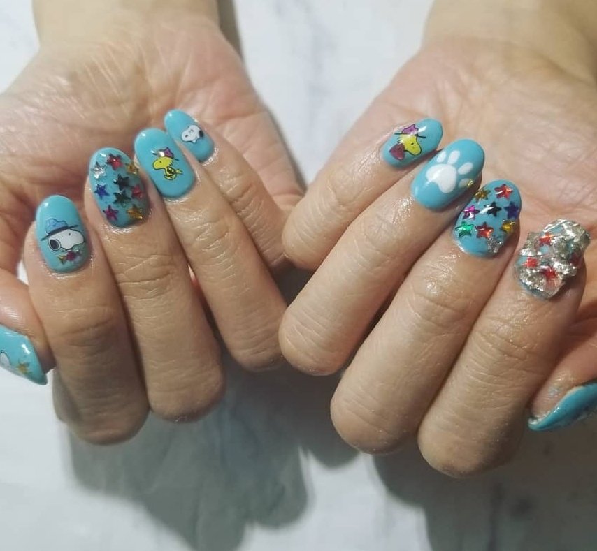 オールシーズン ハンド キャラクター ミディアム ターコイズ Mamaroanailのネイルデザイン No ネイルブック