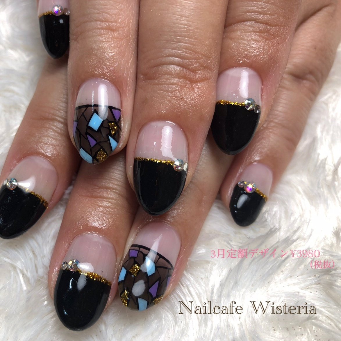 水色 パープル ブラック Nailcafewisteriaのネイルデザイン No ネイルブック