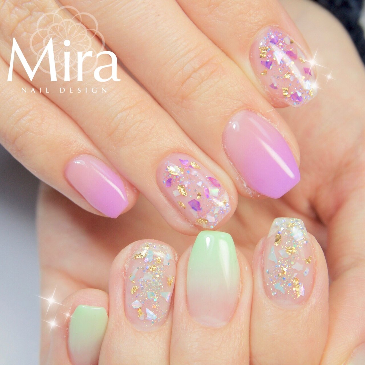 春 オールシーズン ブライダル ハンド グラデーション Miii Nailsalonmiraのネイルデザイン No ネイルブック