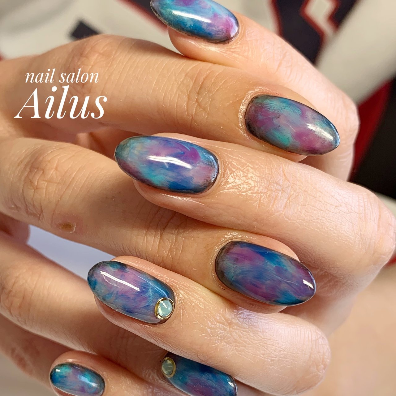 オールシーズン ハンド ワンカラー タイダイ マーブル Nail Salon Ailusのネイルデザイン No ネイルブック