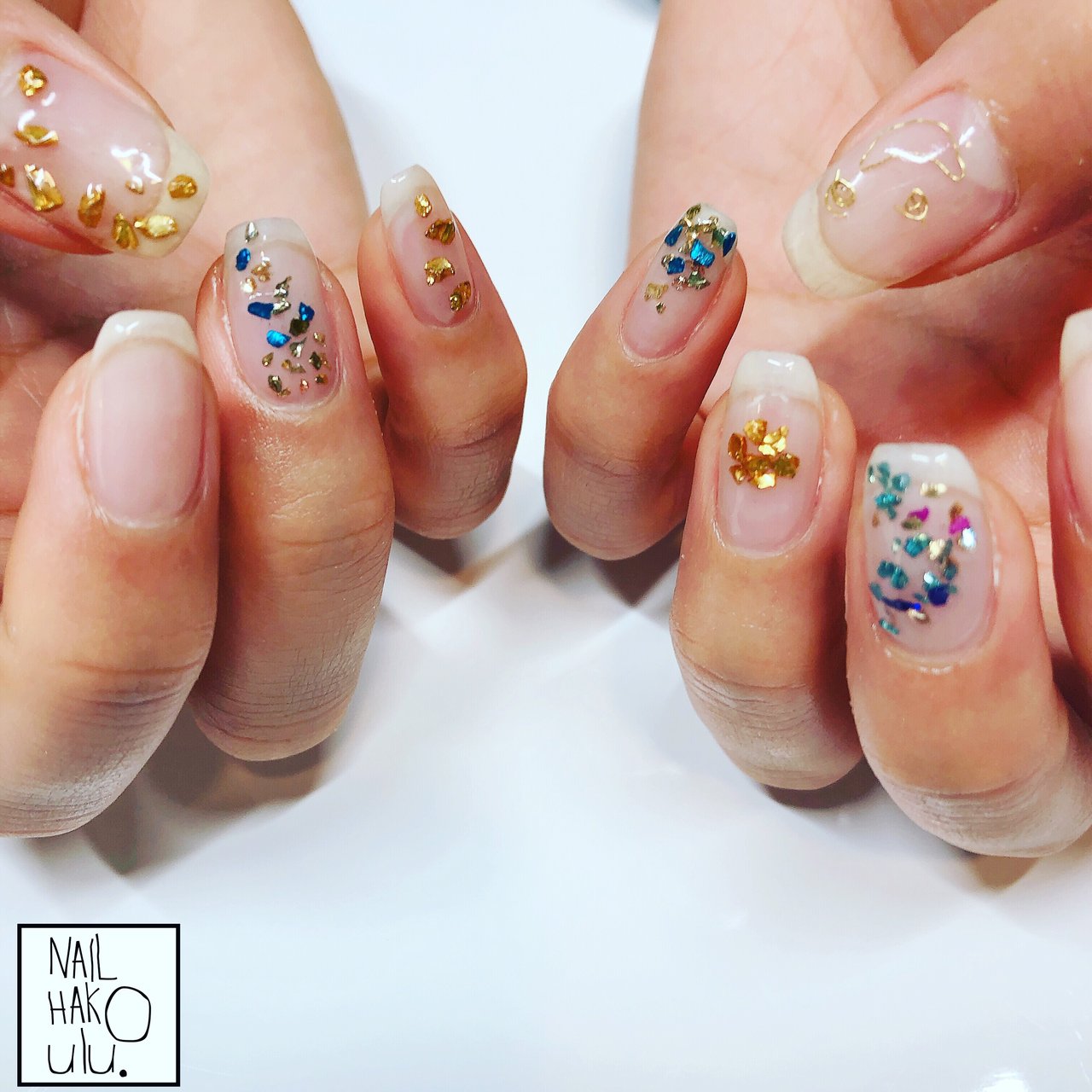 オールシーズン ハンド シンプル ビジュー ミディアム Ririのネイルデザイン No ネイルブック