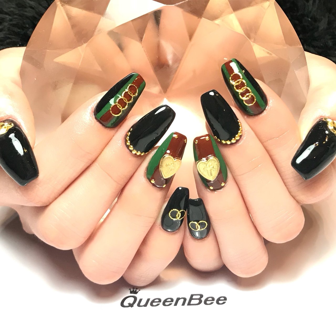 オールシーズン ハンド ロング グリーン ボルドー Yuukaのネイルデザイン No ネイルブック