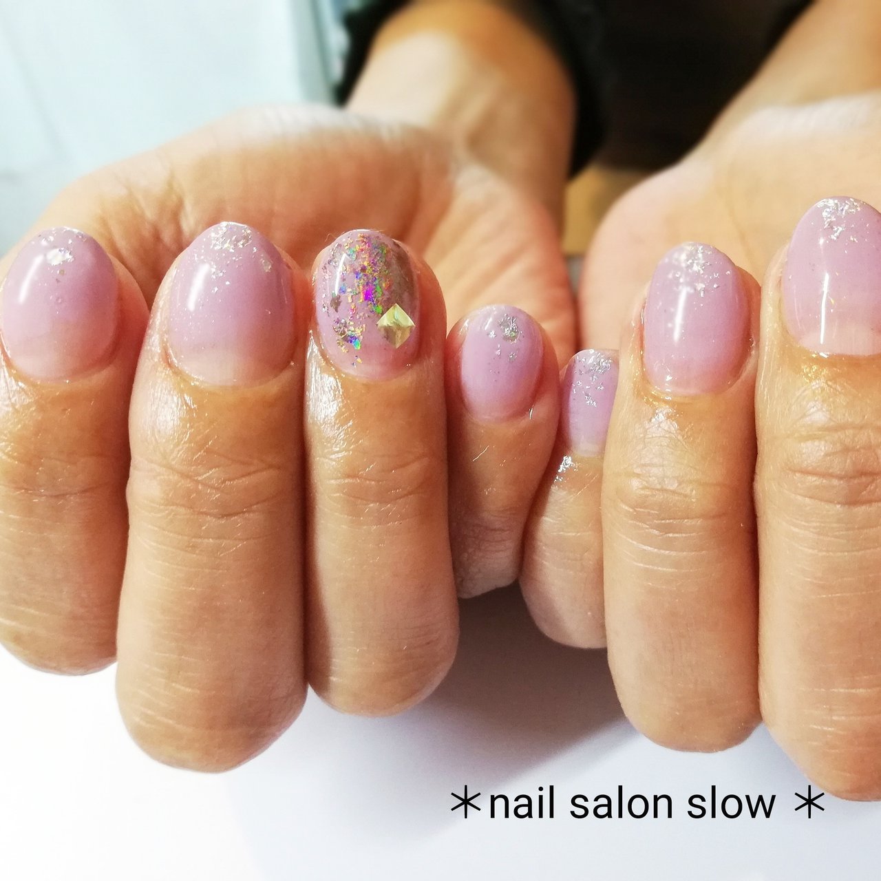 春 ハンド シンプル グラデーション ホイル Nail Slow134のネイルデザイン No ネイルブック