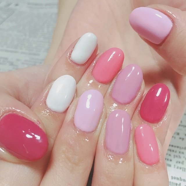 ハンド グラデーション ワンカラー ショート ピンク Sun Nail 851のネイルデザイン No ネイルブック