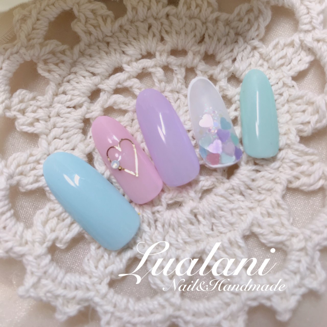 春 ハンド ハート パステル ジェル Lualani Nailのネイルデザイン No 4084501 ネイルブック