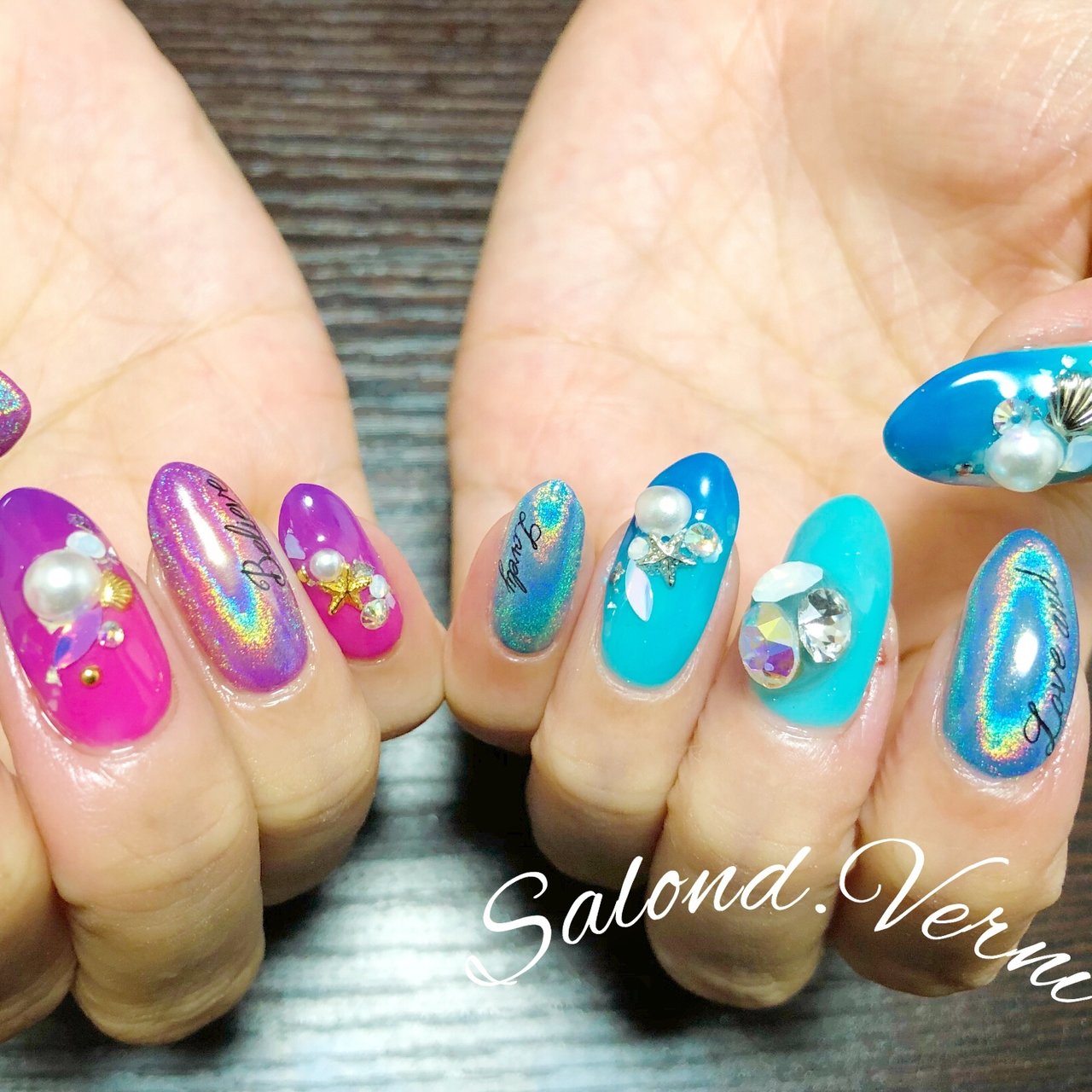 春 夏 ハンド ユニコーン ミディアム サロンド ヴェルニのネイルデザイン No ネイルブック