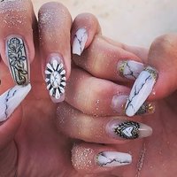 夏 ハンド 木目調 ロング オレンジ Nail Hのネイルデザイン No ネイルブック