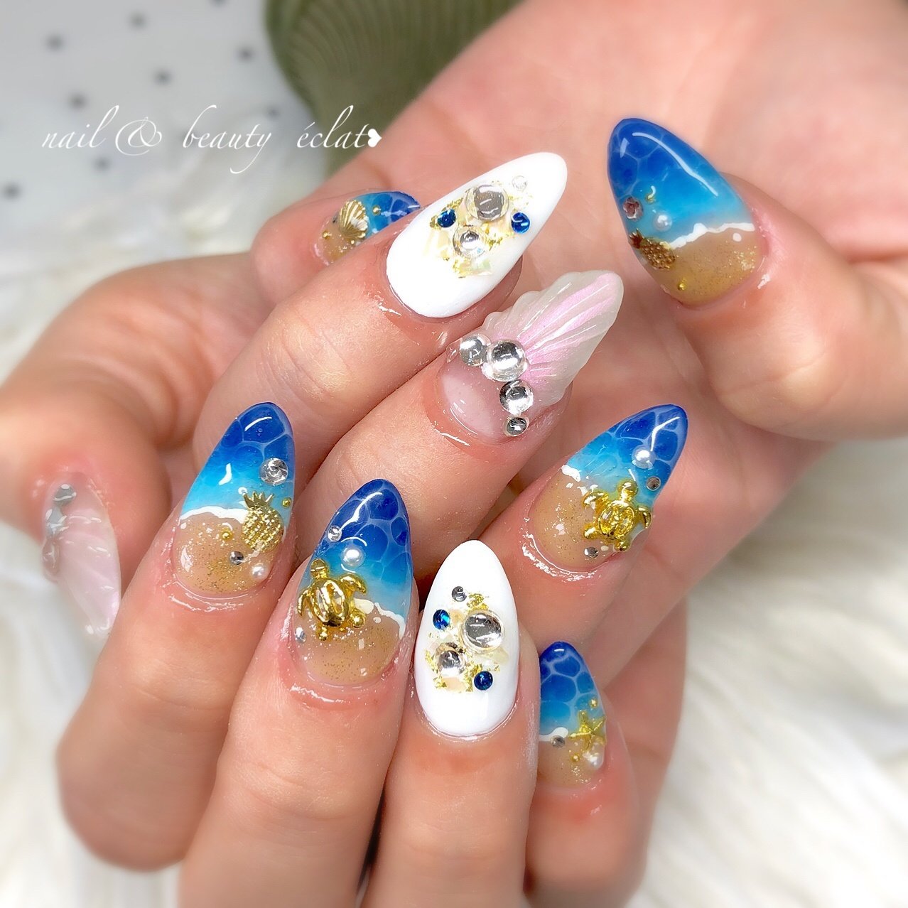 夏水色ブルー Nail Beauty éclatのネイルデザインno4087735