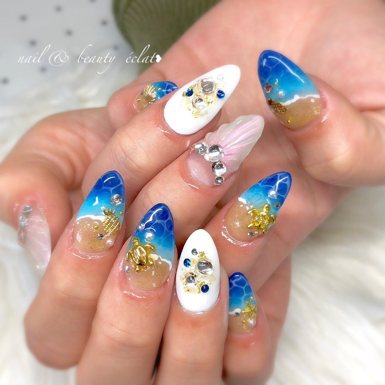 夏 水色 ブルー Nail Beauty Eclat のネイルデザイン No ネイルブック