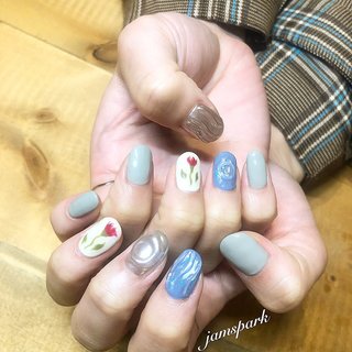 ネイルチップオーダー ニュアンス ぷっくり マグネット うねうね