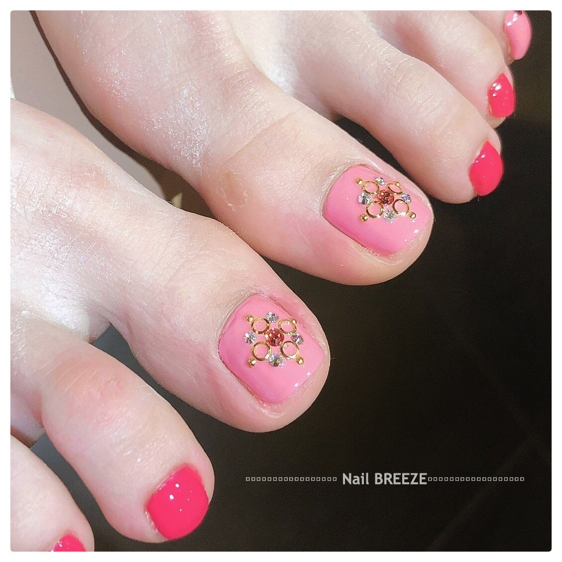 春オールシーズンフットピンクペディキュア Nail Breezeのネイル