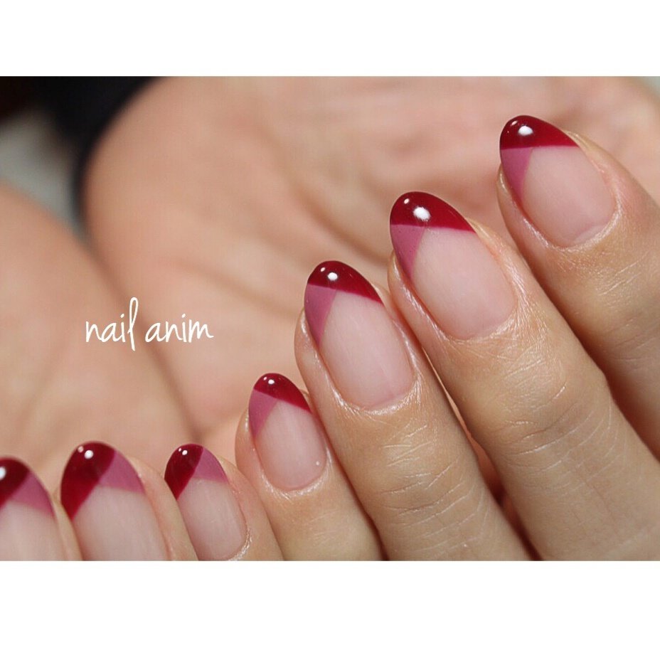 秋 冬 ハンド 変形フレンチ ロング Nail Animのネイルデザイン No ネイルブック