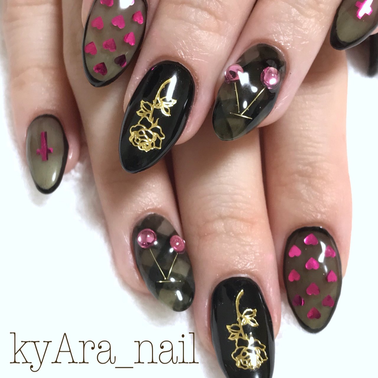 ハンド ハート シースルー デコ フルーツ Kyara Nailのネイルデザイン No ネイルブック