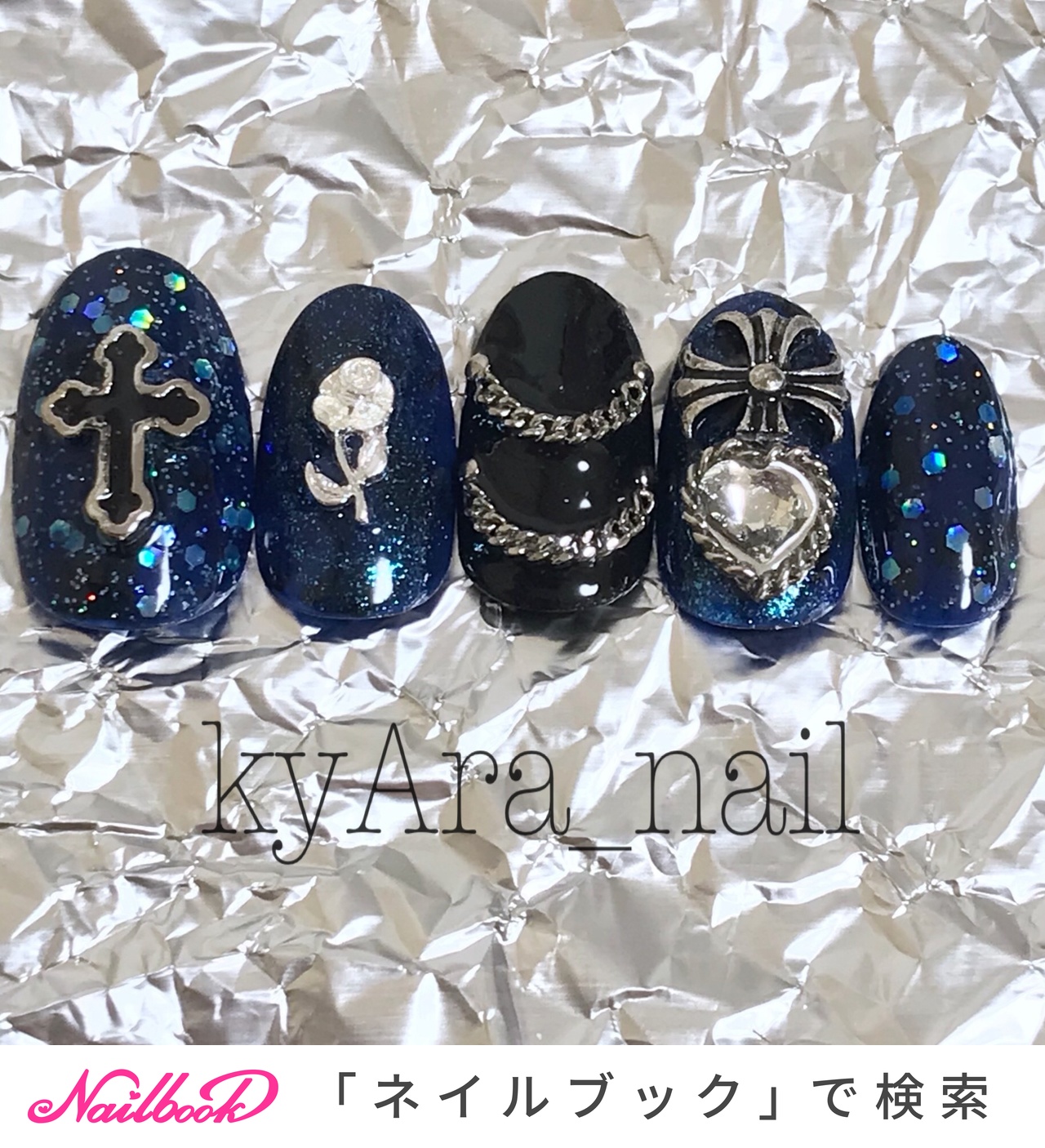 ハンド ラメ ハート チェーン デコ Kyara Nailのネイルデザイン No ネイルブック