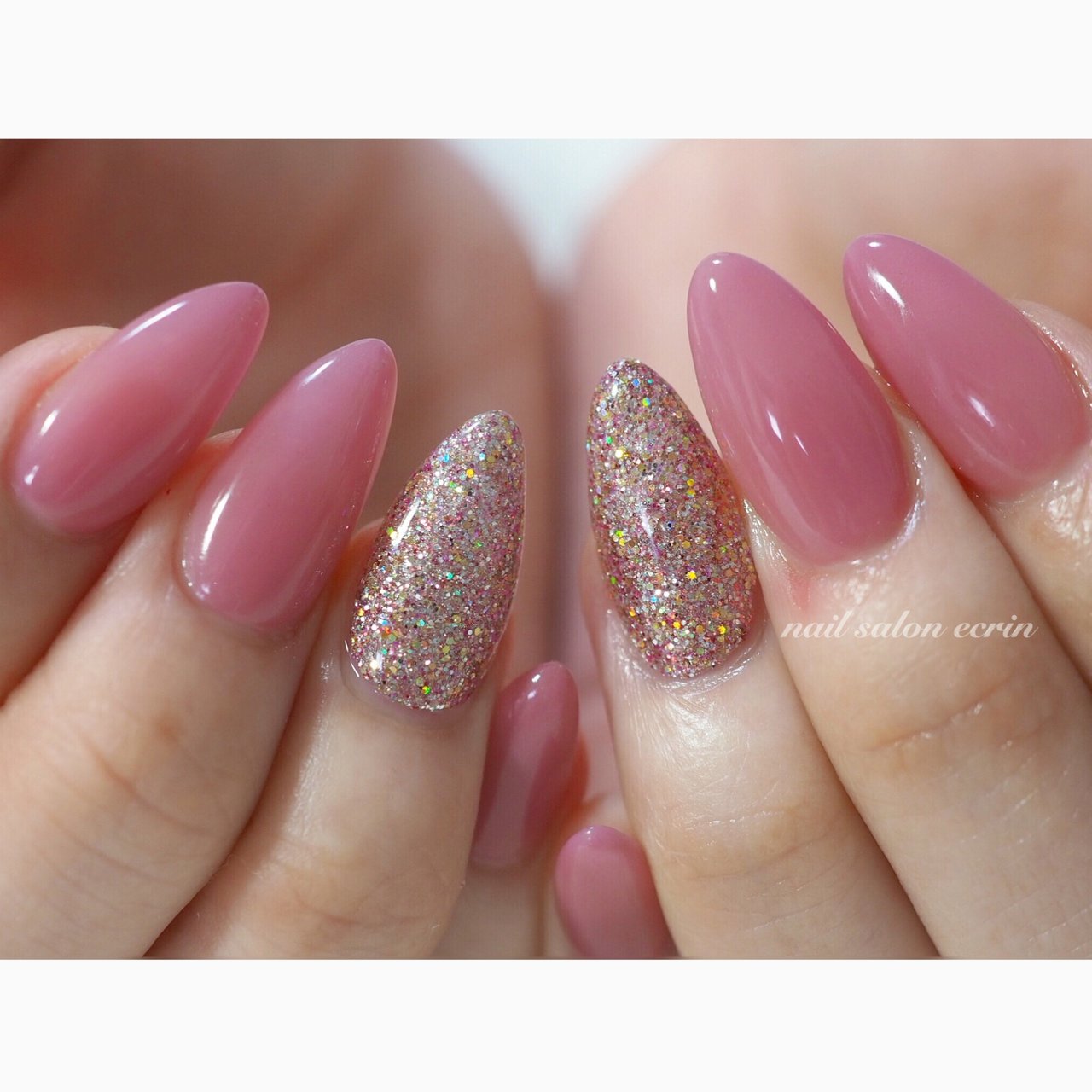 オールシーズン ハンド ラメ ワンカラー ピンク Nail Ecrinのネイルデザイン No 4105591 ネイルブック