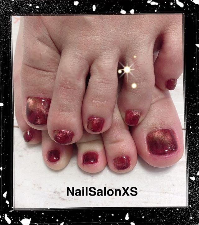 オールシーズン フット ワンカラー レッド ジェル Nailsalonxsのネイルデザイン No ネイルブック