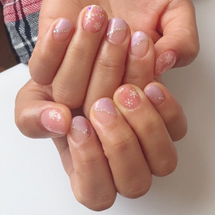 冬 オフィス ハンド フレンチ ショート Gifu Mooi Nailのネイル