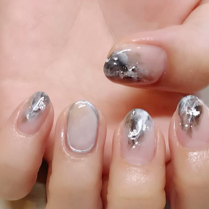 オールシーズン ハンド ニュアンス マーブル ショート Nail Trunkのネイルデザイン No ネイルブック