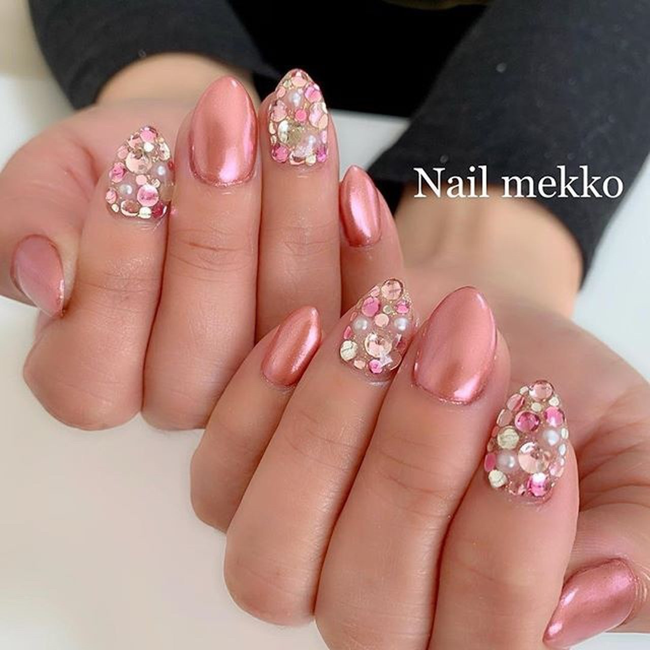 ビジュー/ラメ/パール/デコ/ミラー - Nail mekkoのネイル