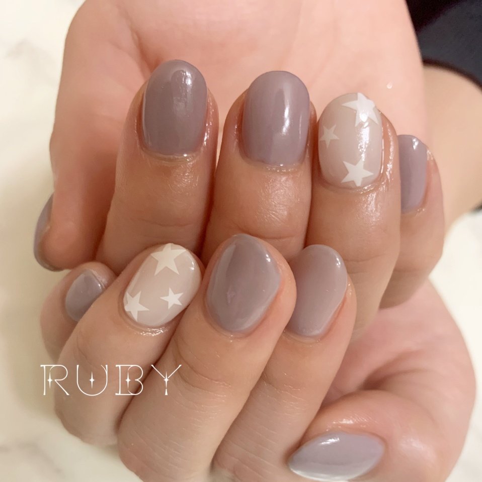 春 ハンド ワンカラー 星 ショート Ruby Nail07のネイルデザイン No ネイルブック