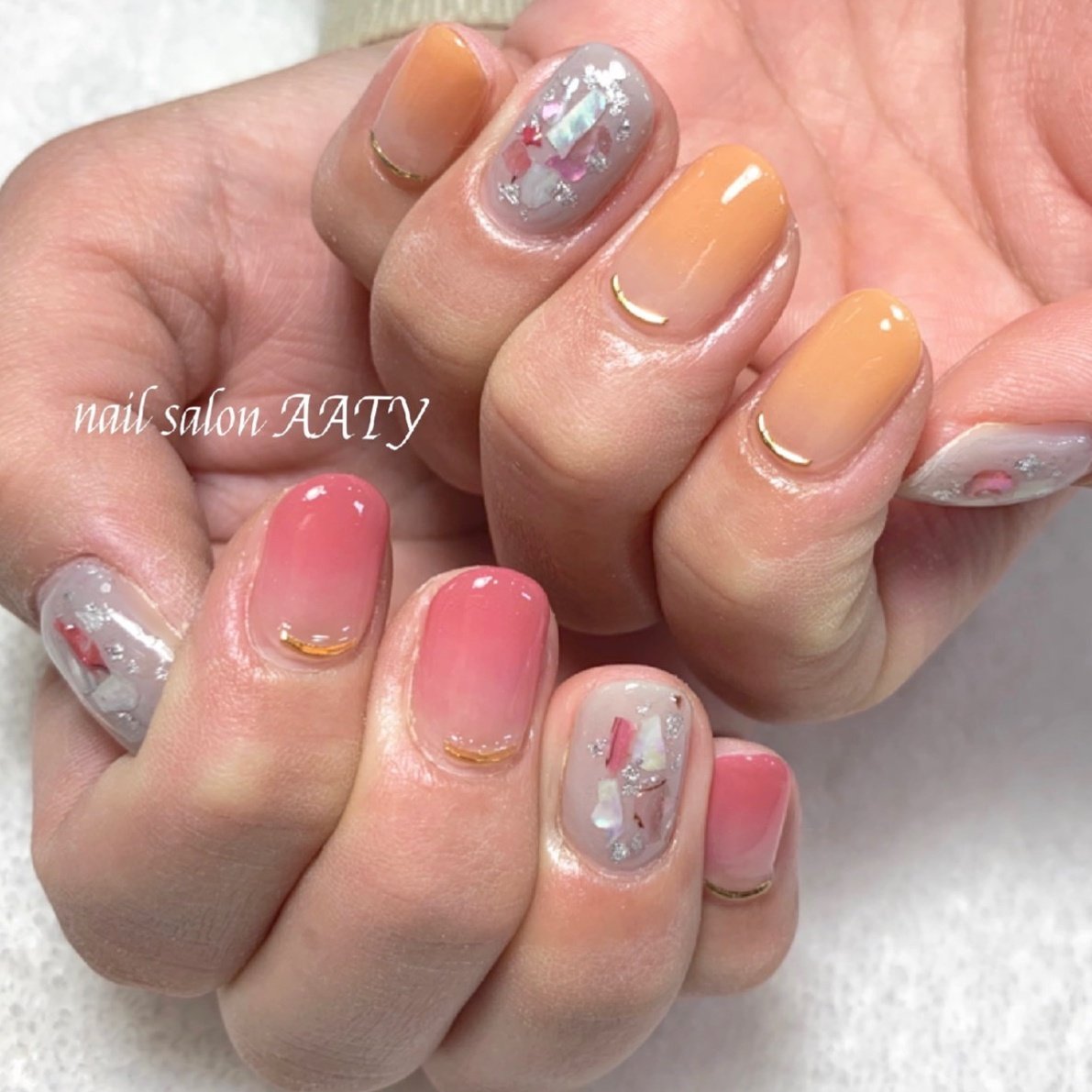 春 ハンド グラデーション シェル ショート tynailのネイルデザイン No ネイルブック