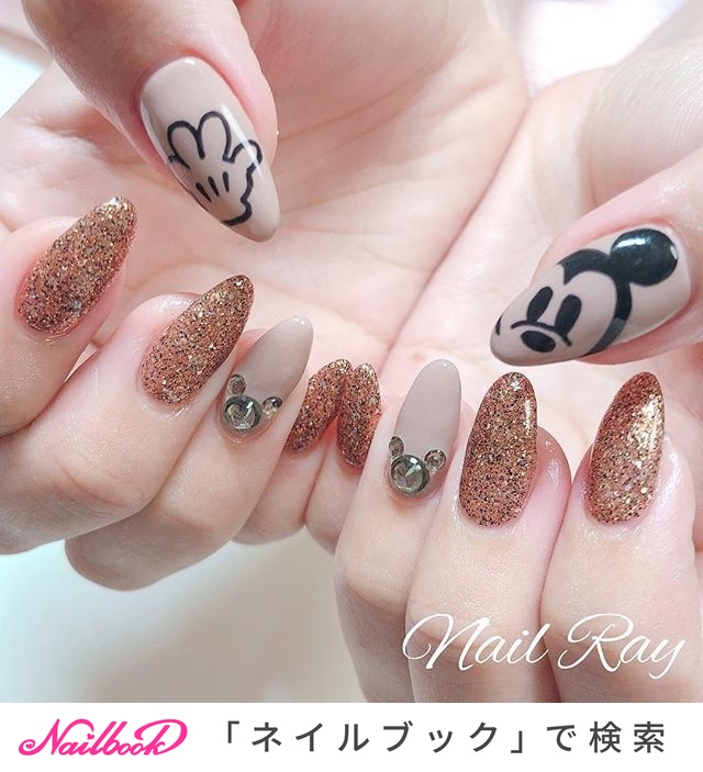 オールシーズン ハンド シンプル ラメ キャラクター Nail Ray Kanaのネイルデザイン No ネイルブック