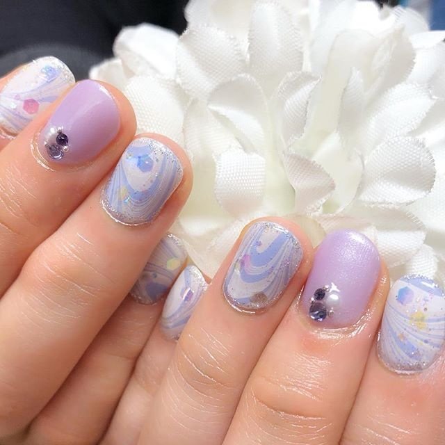 春 夏 ハンド ワンカラー マーブル Nail Room Souvenirのネイルデザイン No ネイルブック