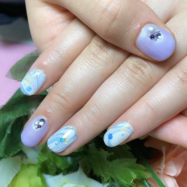 春 夏 ハンド ワンカラー マーブル Nail Room Souvenirのネイルデザイン No ネイルブック