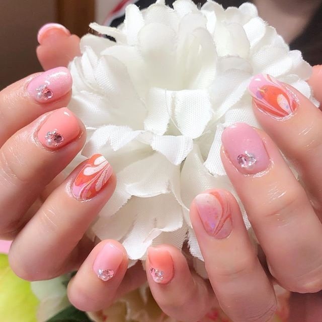 春 夏 ハンド ワンカラー マーブル Nail Room Souvenirのネイルデザイン No ネイルブック