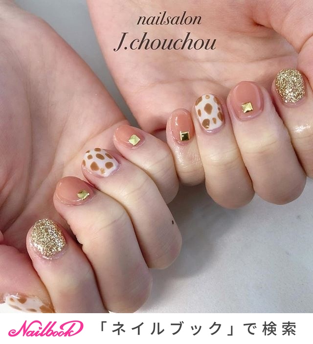 オールシーズン デート ハンド ラメ レオパード J Chou Chou Nailのネイルデザイン No ネイルブック