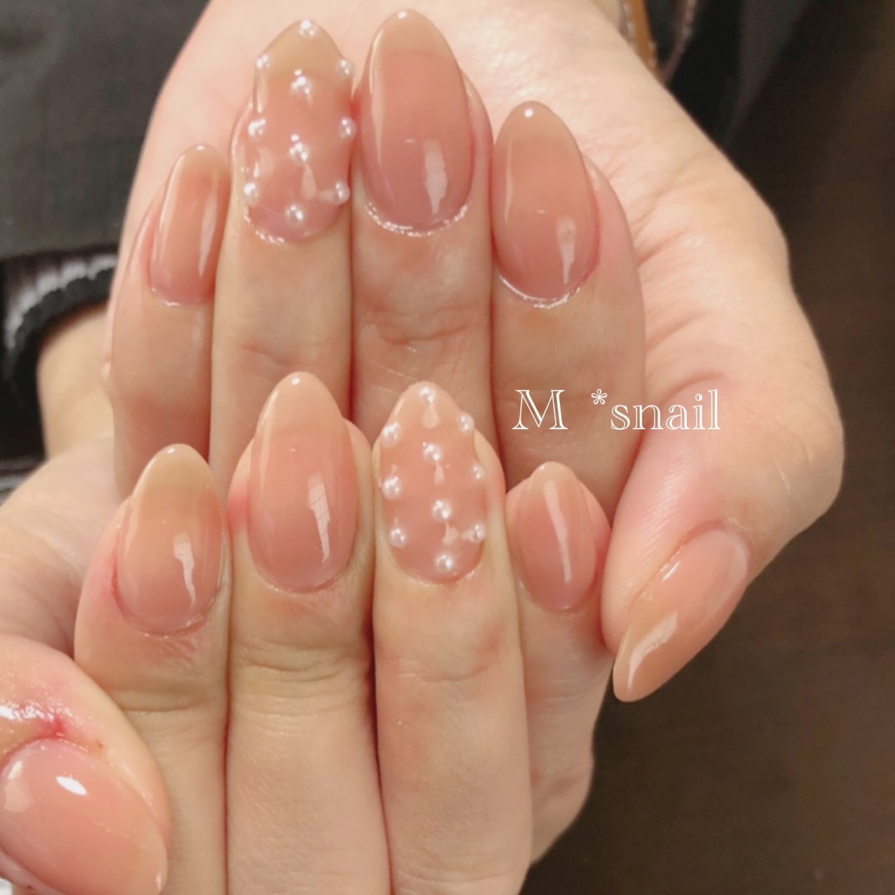 春 ハンド シンプル パール ドット ｍnailsのネイルデザイン No 4122062 ネイルブック