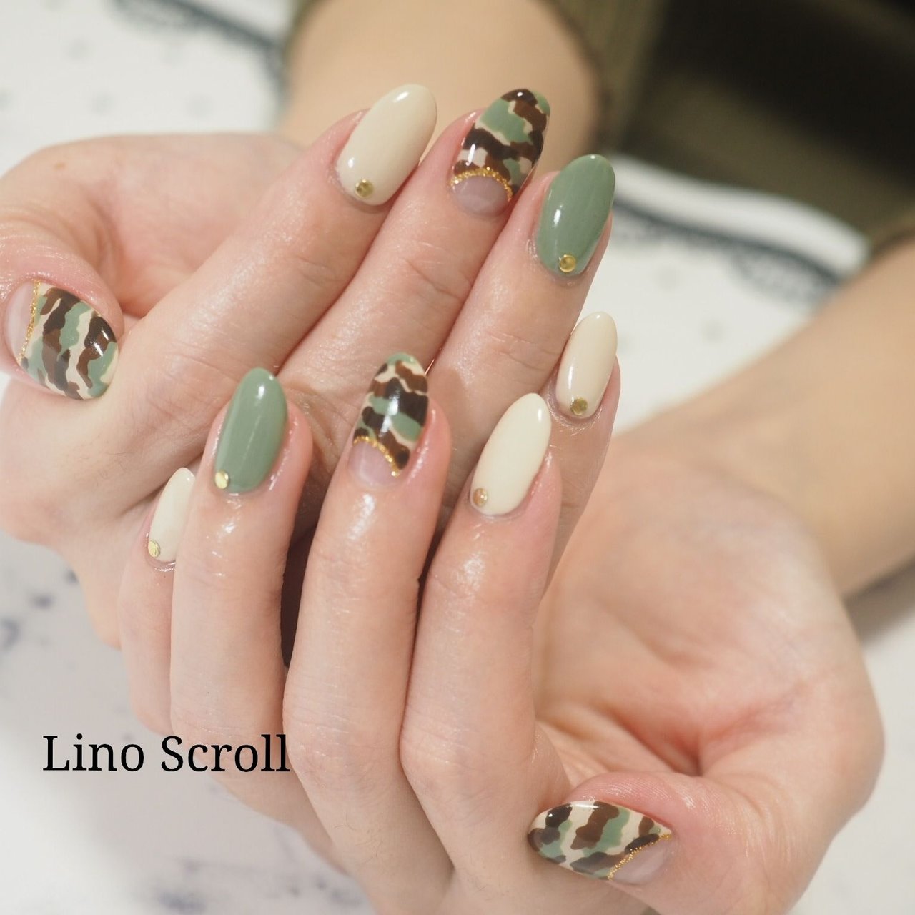ハンド カモフラージュ ミディアム ジェル お客様 Lino Scrollのネイルデザイン No ネイルブック