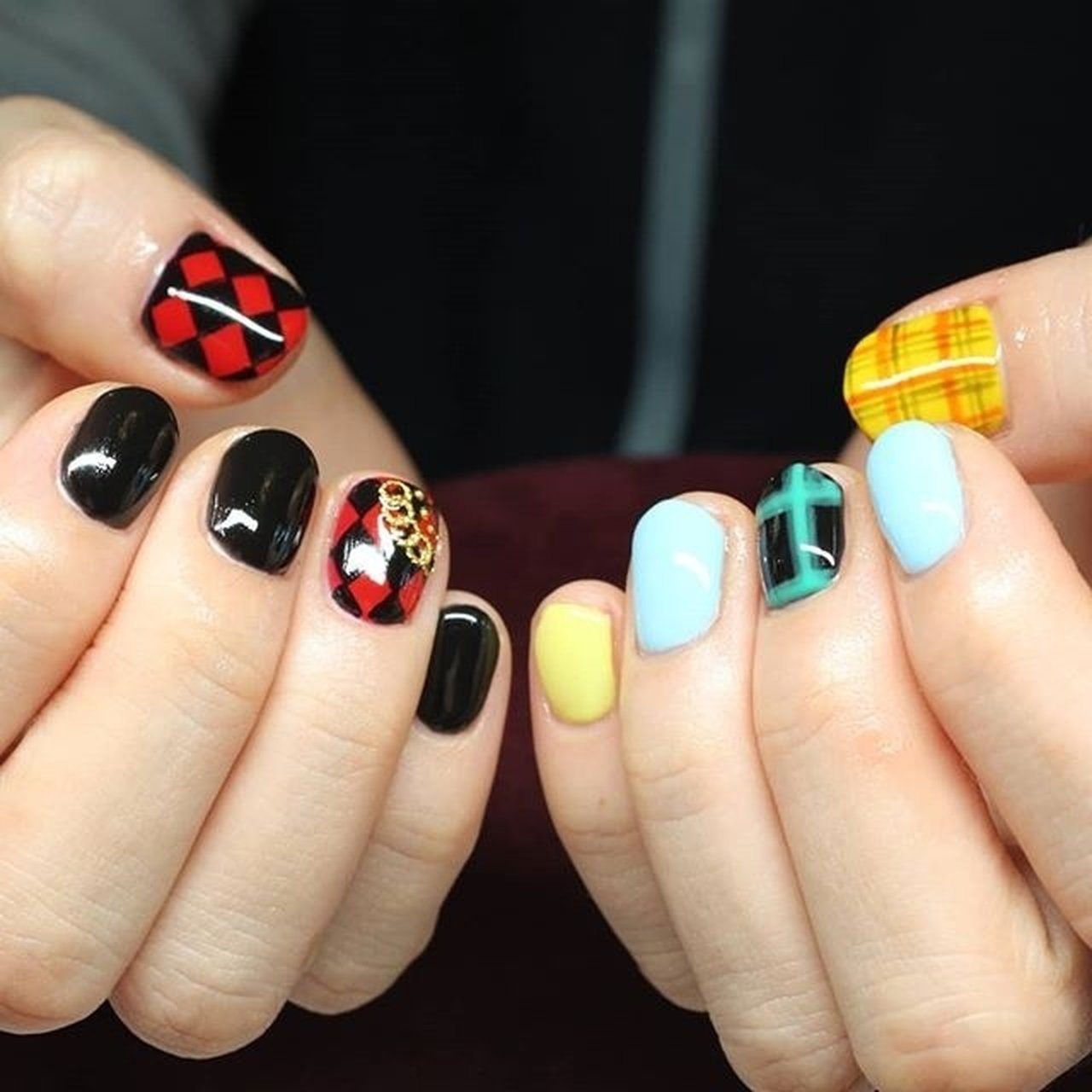 オールシーズン ライブ パーティー 女子会 チェック Nail Rossoのネイルデザイン No ネイルブック