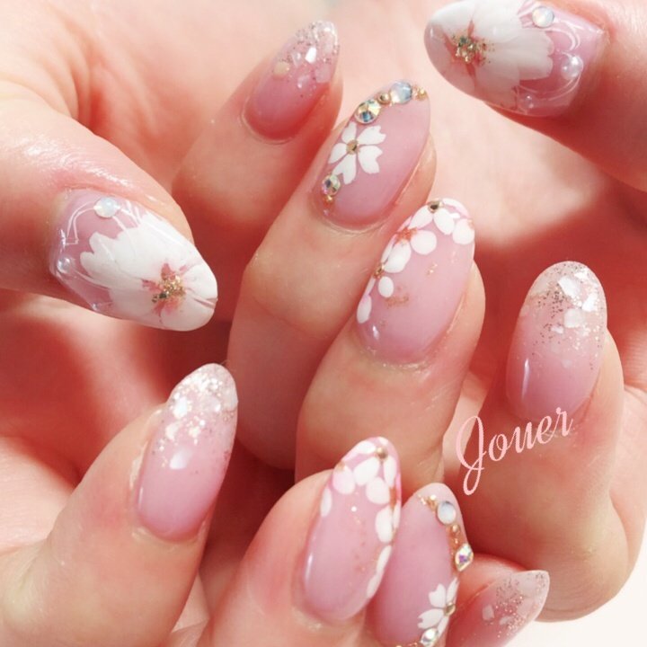 春 卒業式 入学式 ワンカラー フラワー Nail Jouer ジュエ のネイルデザイン No ネイルブック