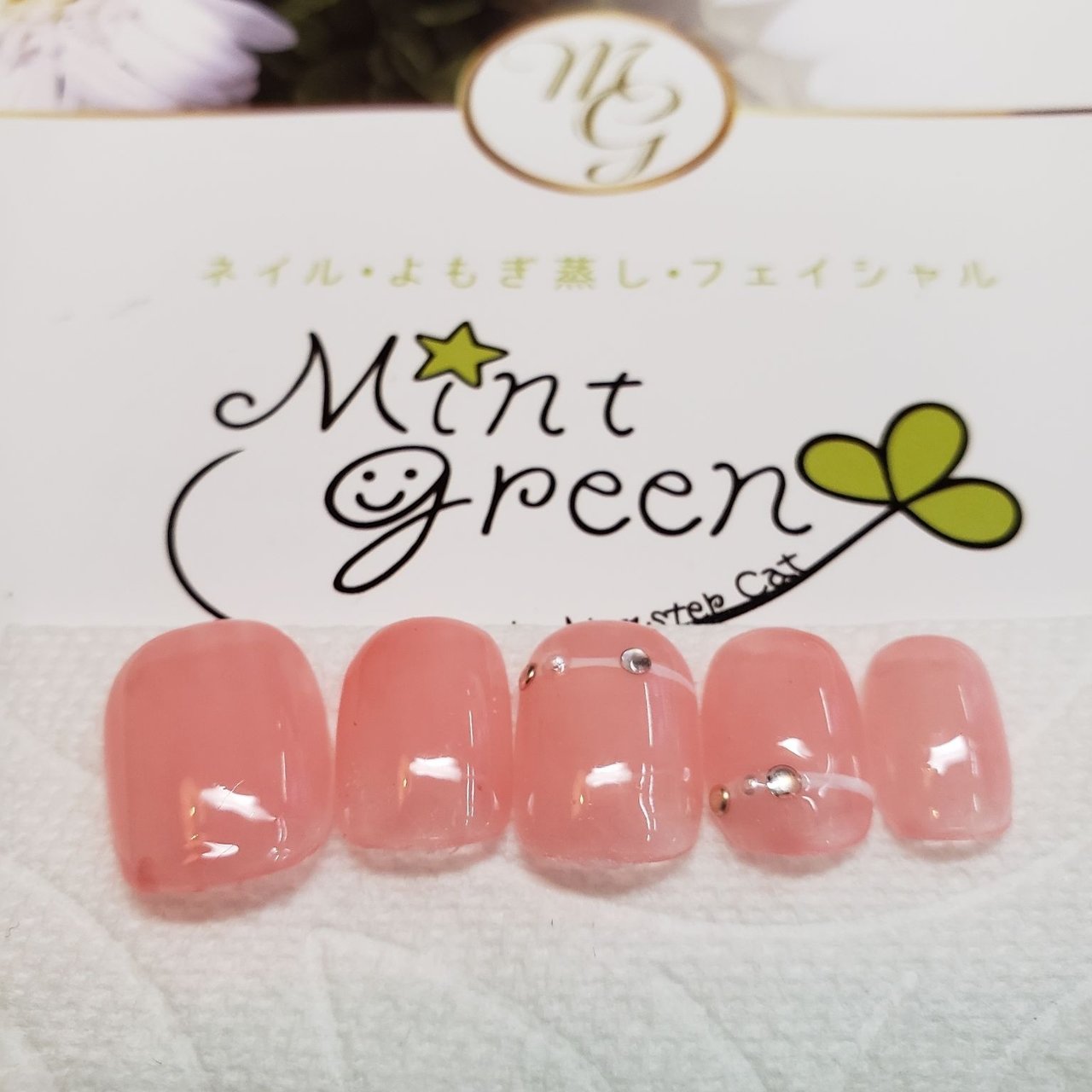 オールシーズン ハンド シンプル ピンク ジェル Mintgreenのネイルデザイン No ネイルブック