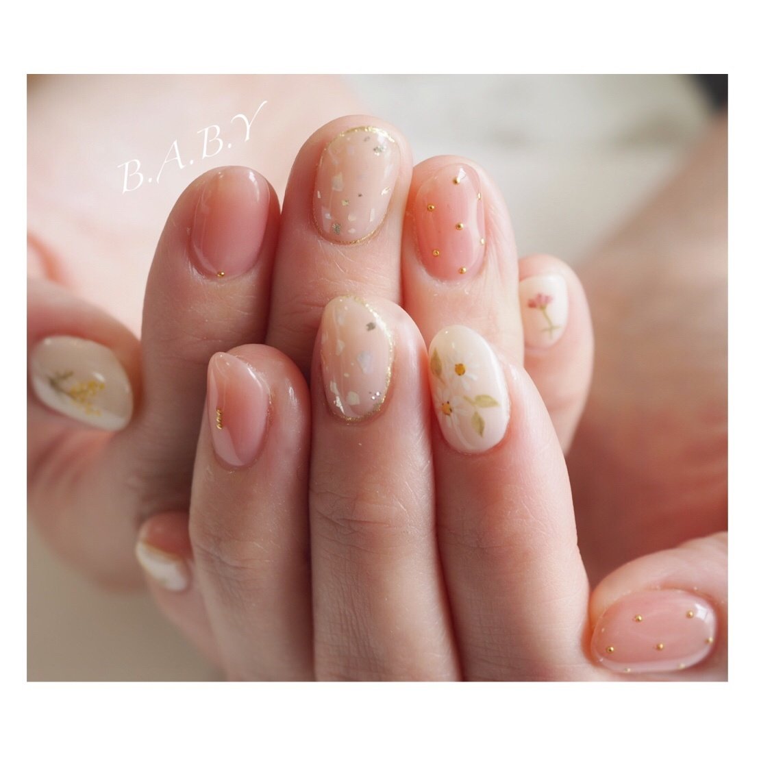 春 ハンド フラワー ショート ピンク B A B Y Nail Emiのネイルデザイン No ネイルブック