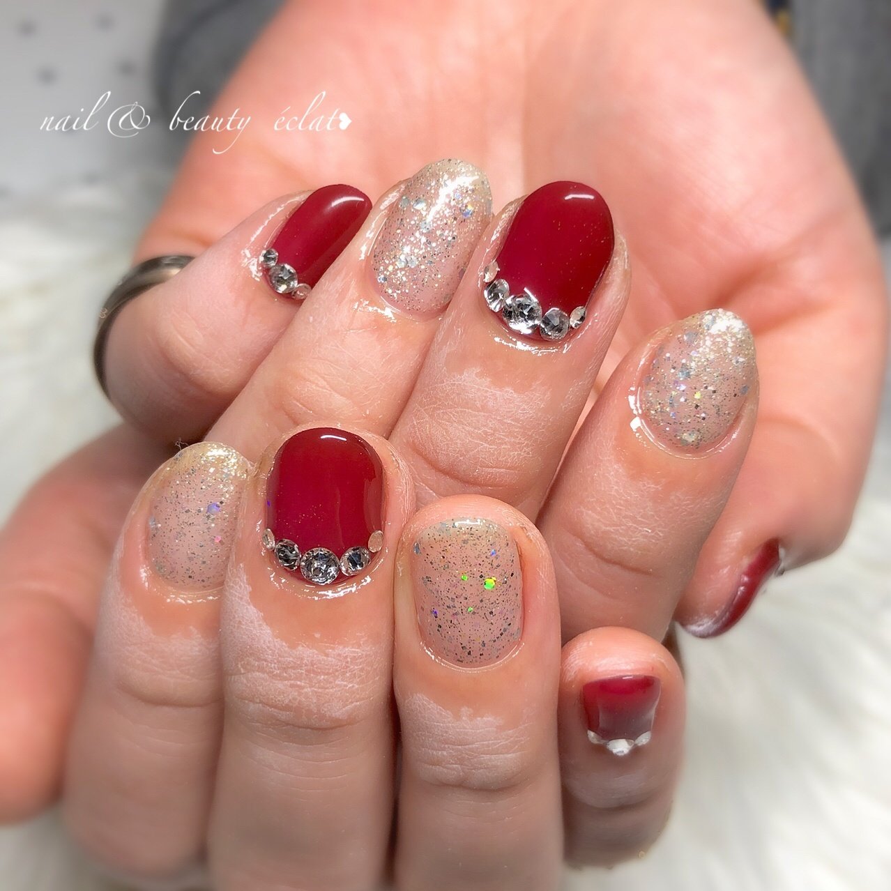 レッド シルバー Nail Beauty Eclat のネイルデザイン No ネイルブック