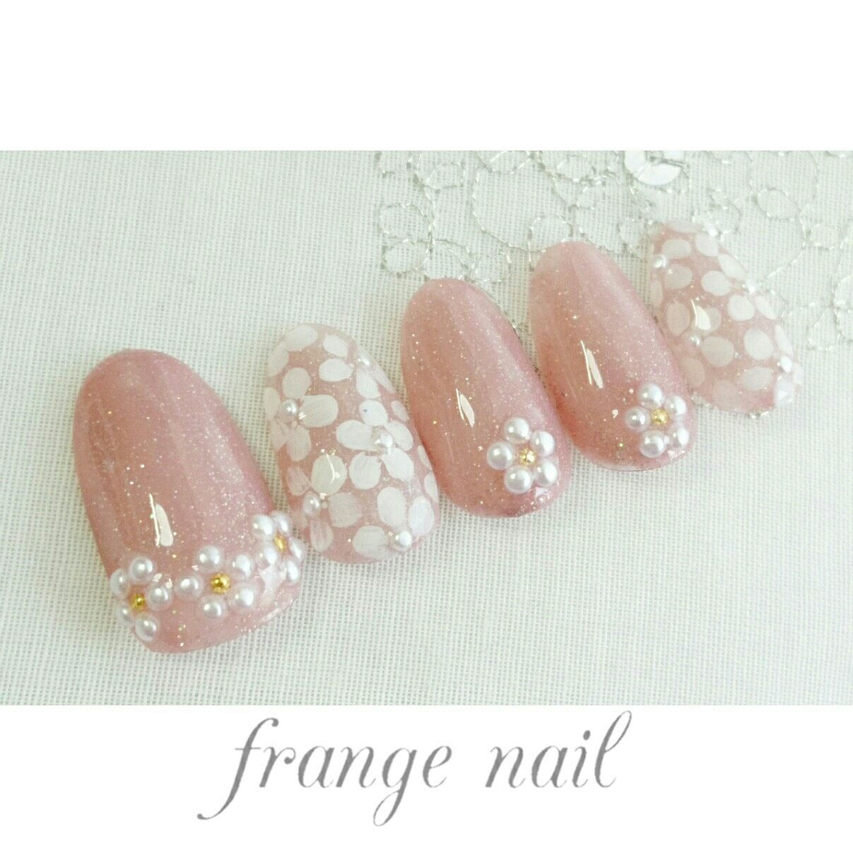 ハンド フラワー ピンク ジェル ネイルチップ Frange Nailのネイルデザイン No ネイルブック