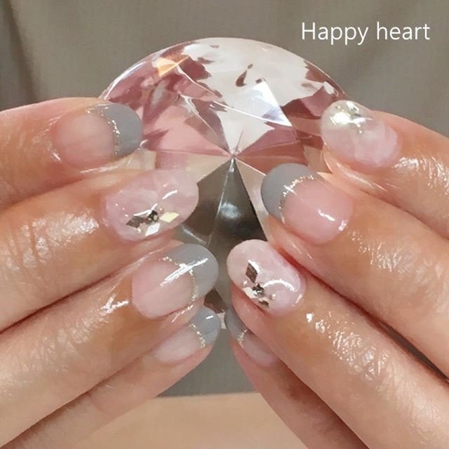 ハンド ピンク グレー Happyheartのネイルデザイン No 4150162