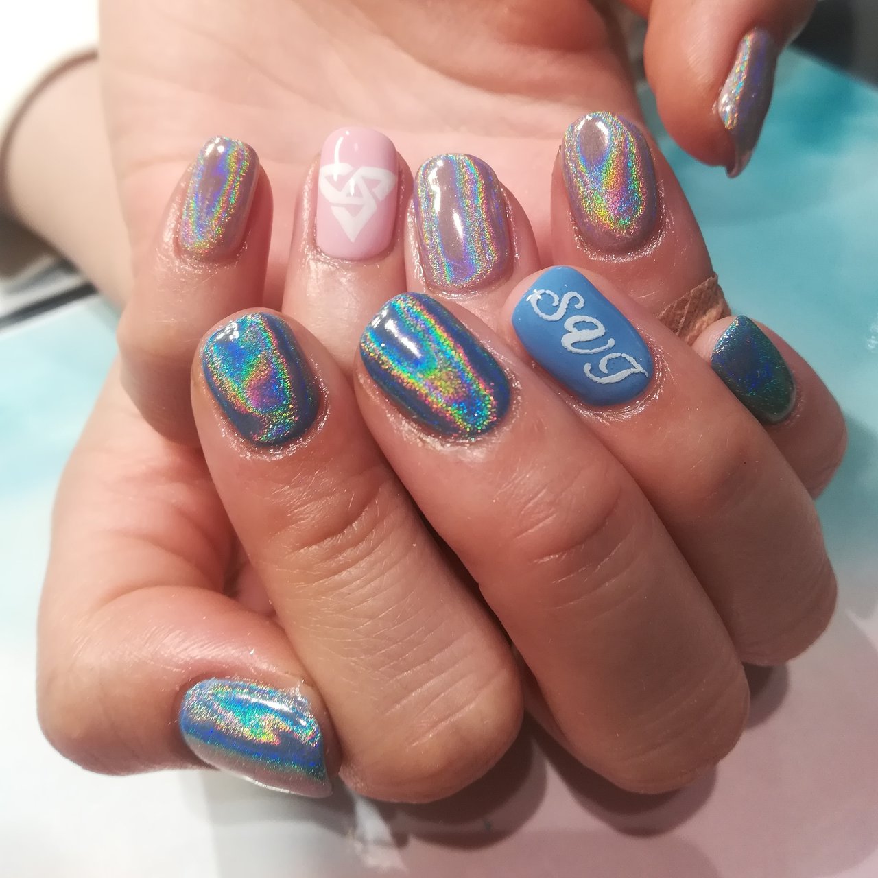 ライブ ハンド ユニコーン ピンク ブルー Nontackのネイルデザイン No ネイルブック