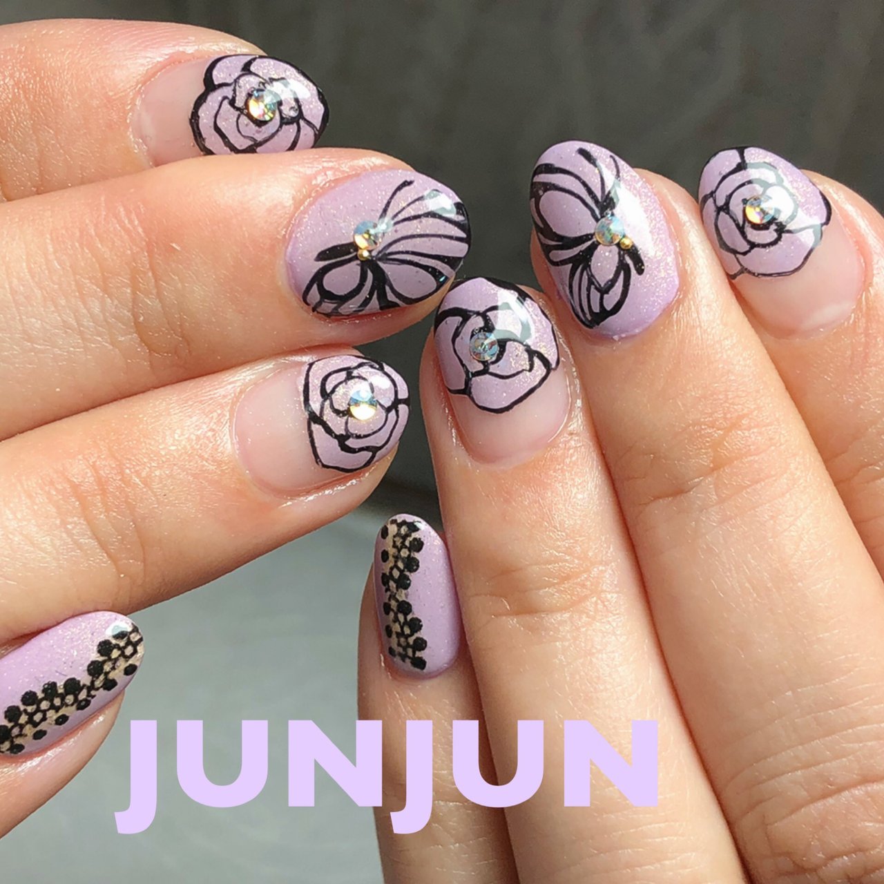 オールシーズン ハンド パープル ジェルネイル お客様 Junjunのネイルデザイン No ネイルブック