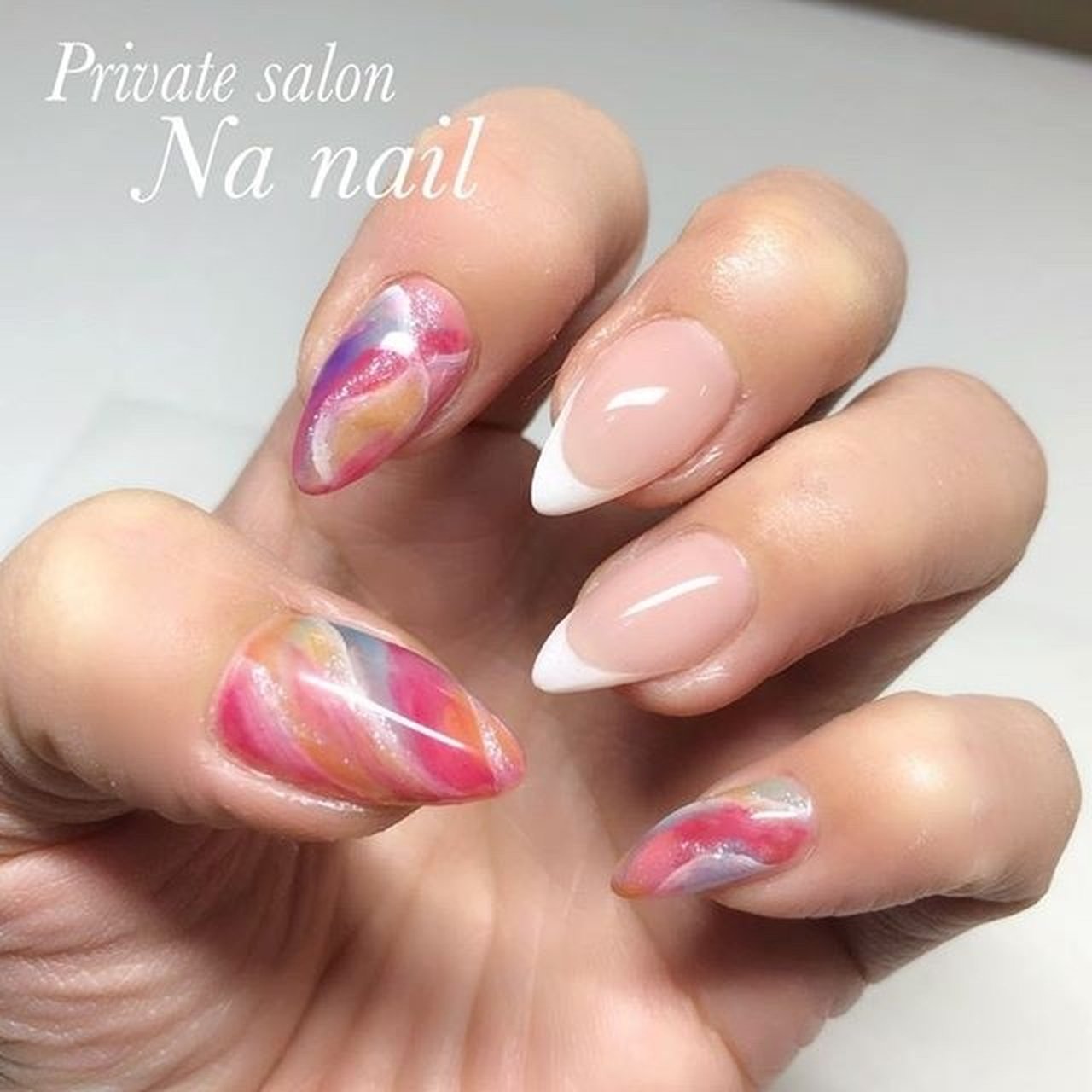 春 ハンド フレンチ ニュアンス マーブル Na Nailのネイルデザイン No ネイルブック